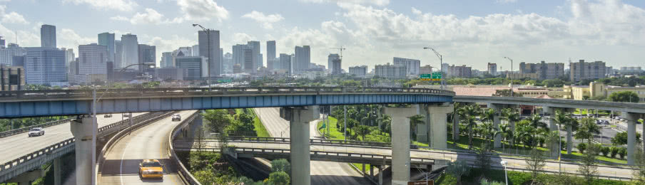 Miami downtown skyline and freeways